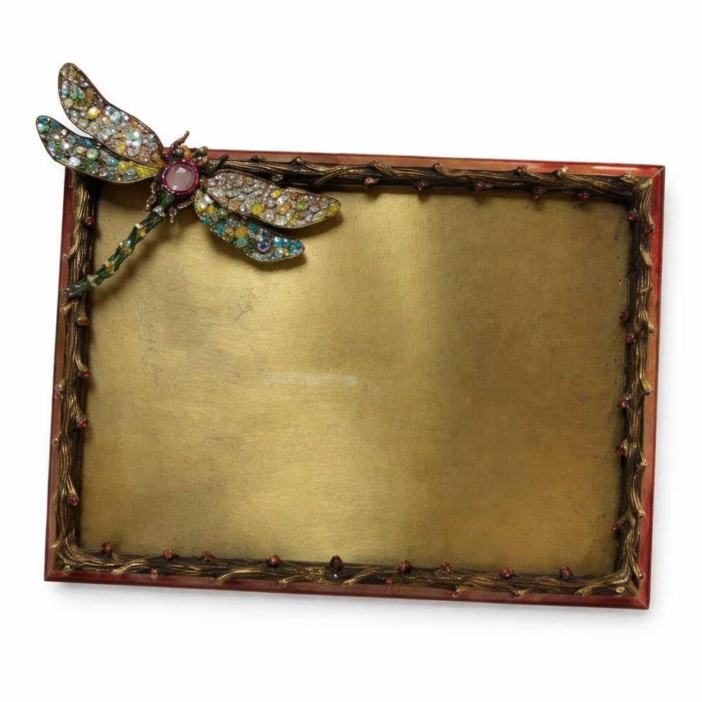 Jay Strongwater 5x7 Gold Dragonfly Enamel Frame Swarovski Crystal Jeweled 2006